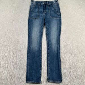 Driftwood Audrey Jeans Womens 24x27 Straight Whiskered Faded Denim‎ Blue